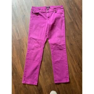 White House Black Market Size 10 Fuchsia Pink Denim Slim Ankle Jeans Pants